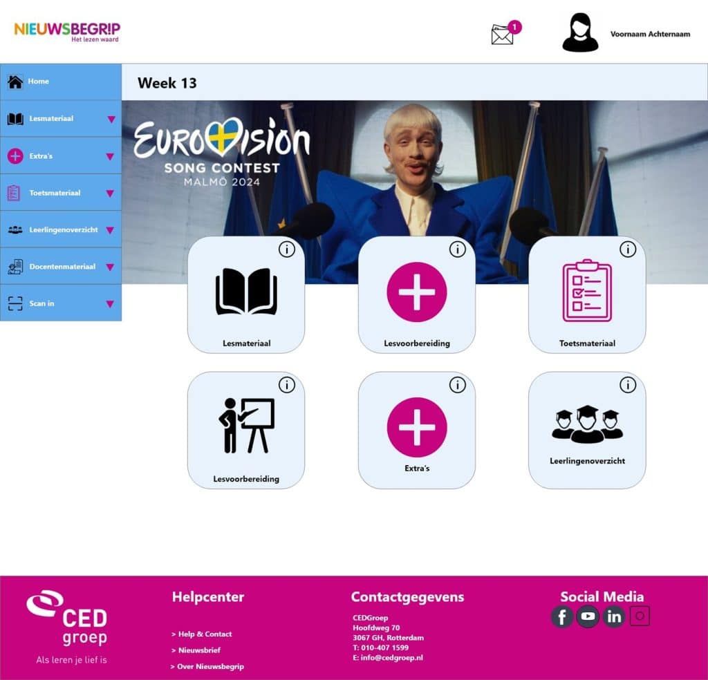 Homepagina van het Nieuwsbegrip-prototype voor de digitale lesgids